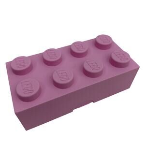 LEGO 2x4 Brick Box Storage Container Light Purple/Pink 8x4x2.5 in